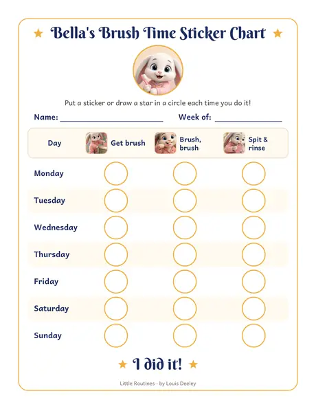 Bella sticker chart worksheet preview