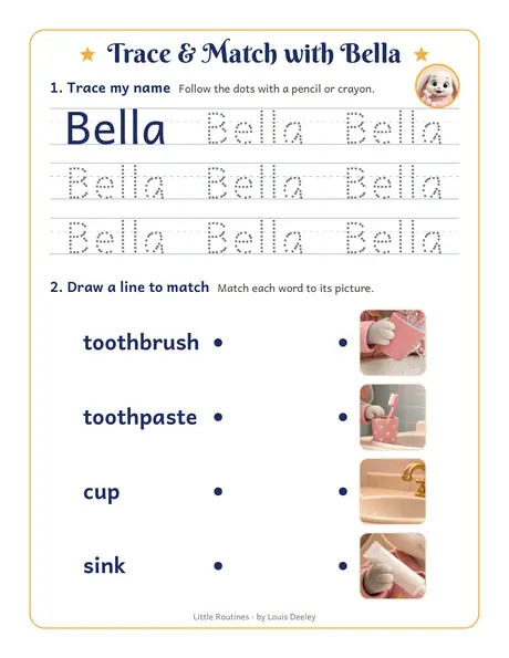 Bella trace & match worksheet preview