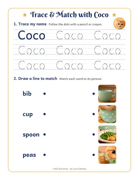 Coco trace & match worksheet preview