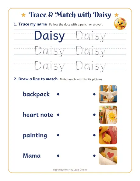 Daisy trace & match worksheet preview
