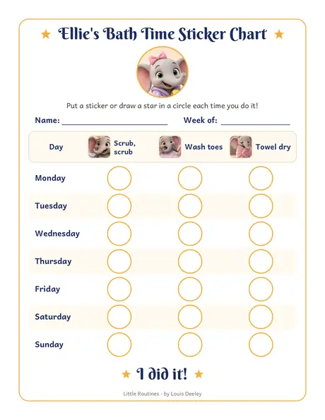 Ellie sticker chart worksheet preview