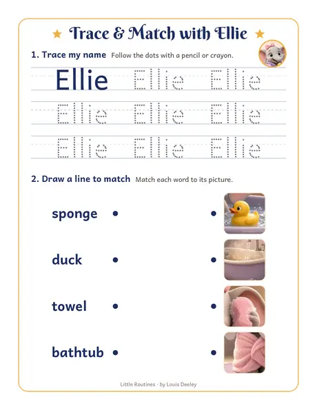 Ellie trace & match worksheet preview
