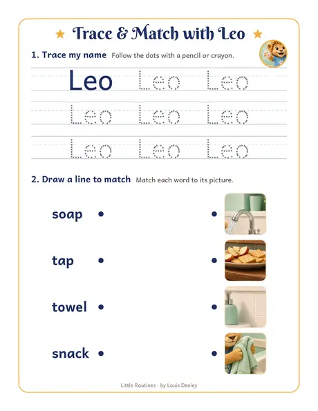 Leo trace & match worksheet preview