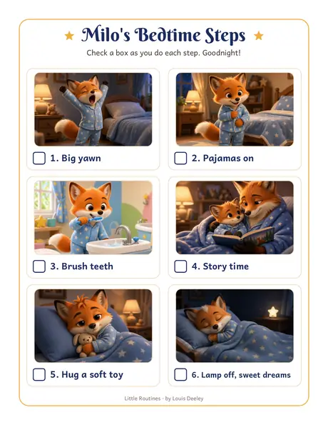 Milo the Fox steps chart worksheet preview