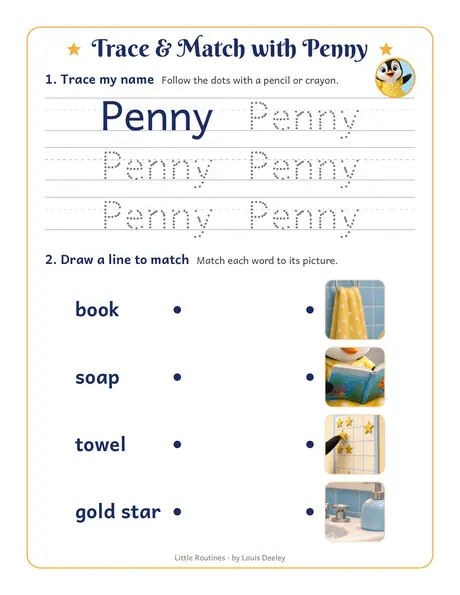 Penny trace & match worksheet preview