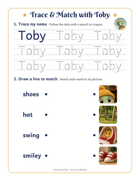 Toby trace & match worksheet preview